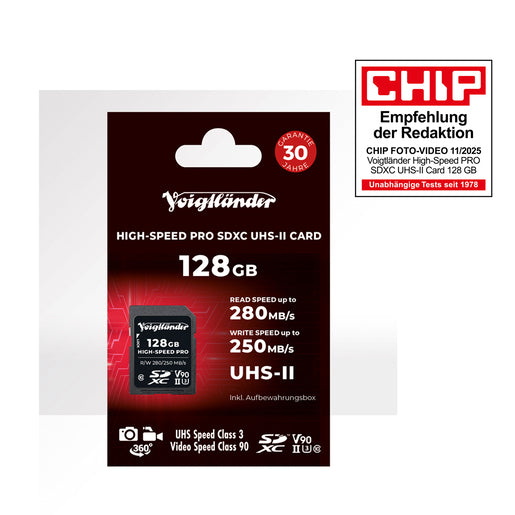 Voigtländer Prof. High-Speed SDXC 128GB, UHS-II, Cl10, U3, V90 (280/250 MB/s)