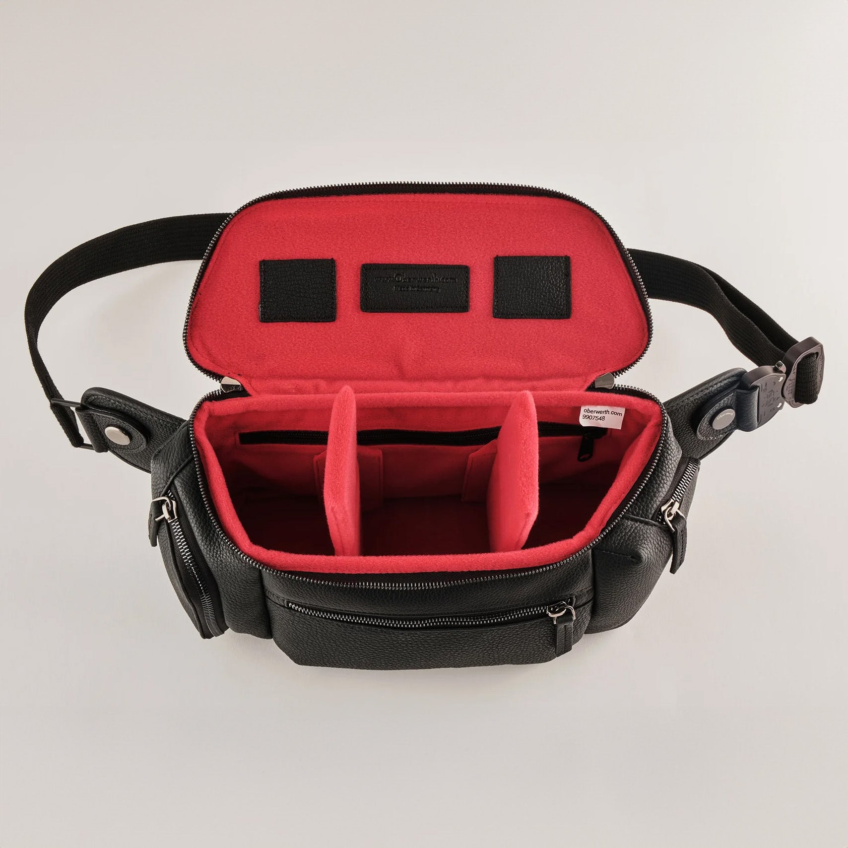 Oberwerth Fotorucksack Sling Leder Schwarz/ Rotes Innenfutter