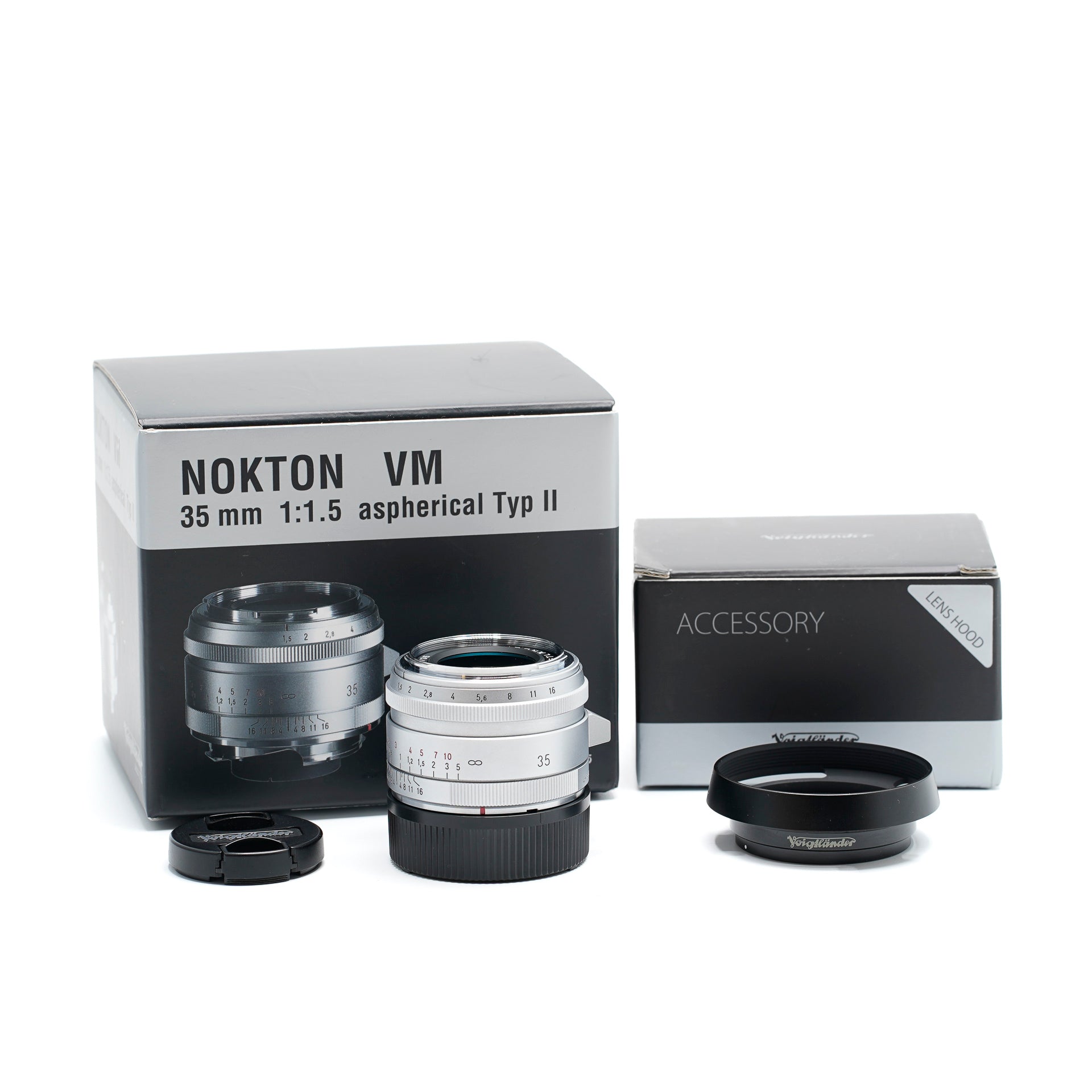 Voigtländer Nokton 35mm F1.5 Silber mit Gegenlichtblende LH-4N