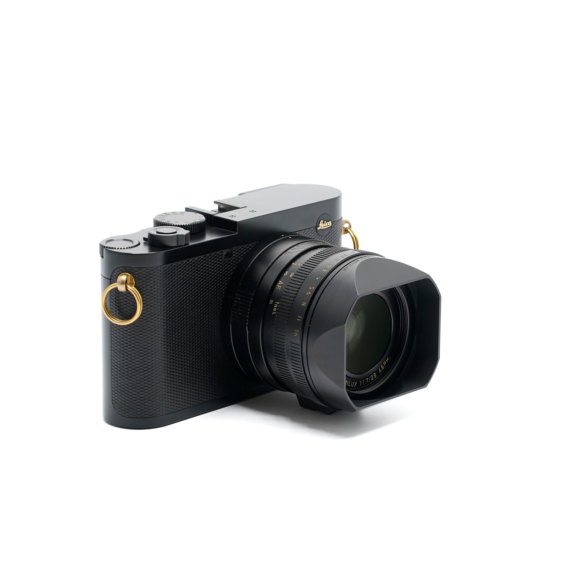Leica Q2 Daniel Craig x Greg Williams mit Protektor schwarz und Holster Q2 schwarz