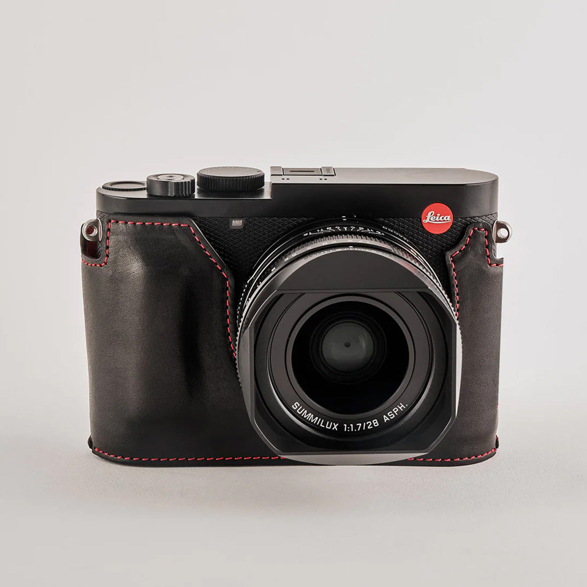 Oberwerth Tag Case Q3 Classic Line Leather Black/Red Stitching