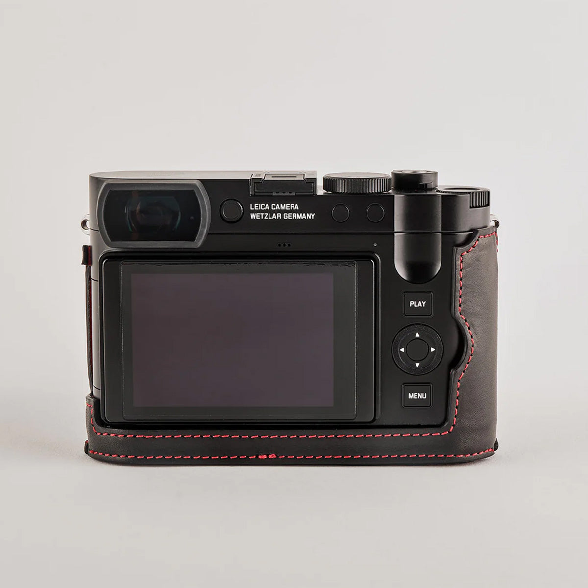 Oberwerth Tag Case Q3 Classic Line Leather Black/Red Stitching