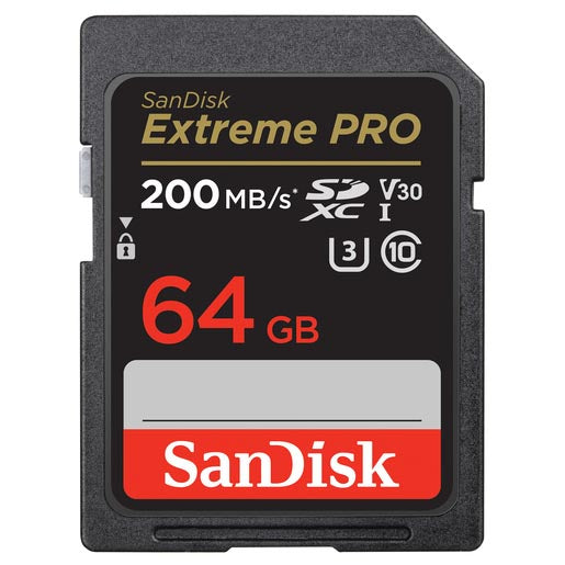SanDisk 64 GB SDX ExtremePro 200MB/sec V30 UHS-1 U3, Class 10