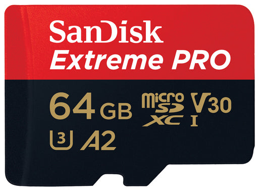 SanDisk Extreme Pro 64GB 200MB/s micro SDXC UHS-I U3 V30 A2 C10+ SD Adapter