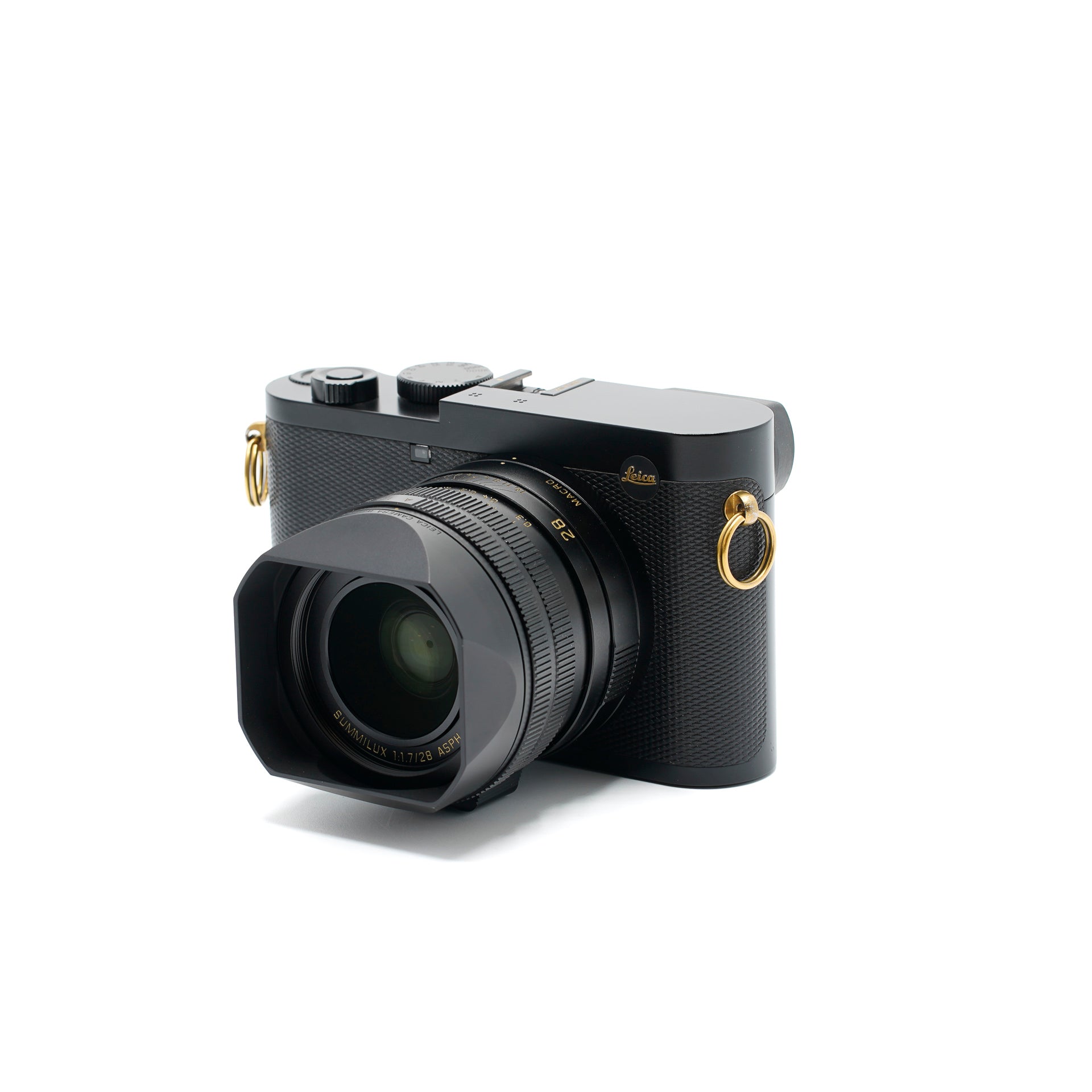 Leica Q2 Daniel Craig x Greg Williams mit Protektor schwarz und Holster Q2 schwarz