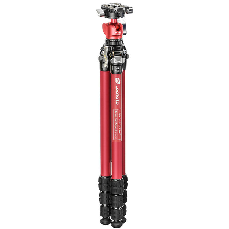 Leofoto Carbon-Dreibeinstativ LY-224C Mr.Y + Ballhead LH-25 R rot